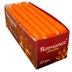 Galda svece vītas Romance 24cm, oranžas, 25gab. (8)